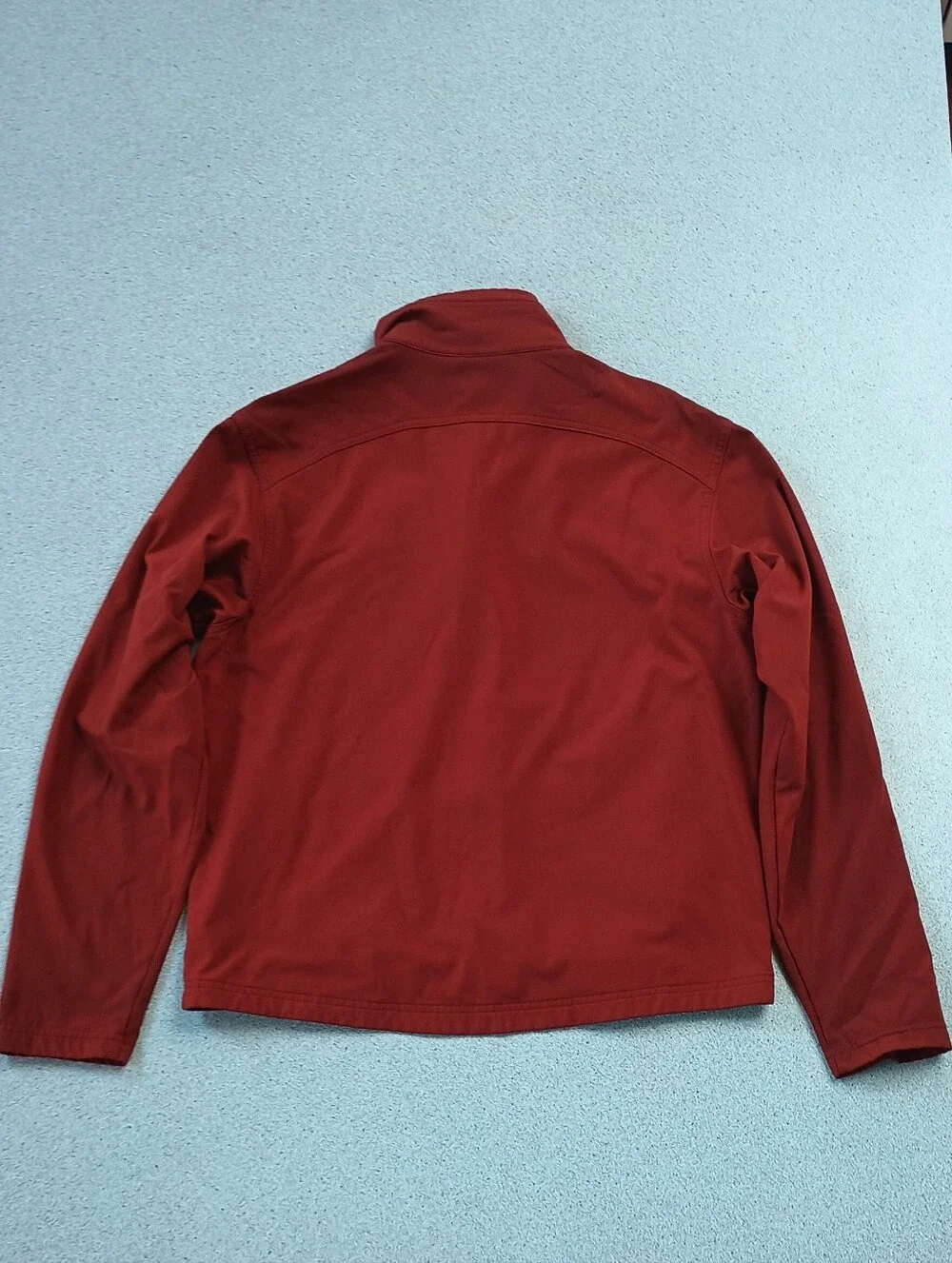 REI Men's Fleece-Lined Softshell Jacket Rust Orange Red Full Zip Pockets